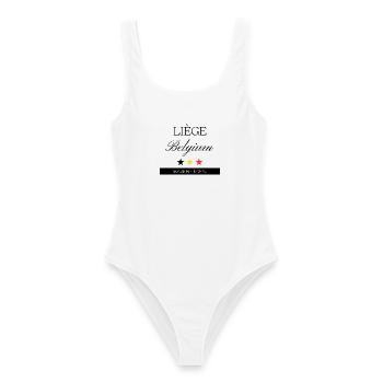 Lüttich Belgien Souvenir – Reise minimalistisch - Frauen Badeanzug - Weiß - Vorne - AI Model Female 172 dark (172cm)