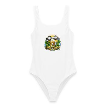 HOPFEN & GUTE LAUNE – Bayerisches Bierfest Vintage - Frauen Badeanzug - Weiß - Vorne - AI Model Female 172 dark (172cm)