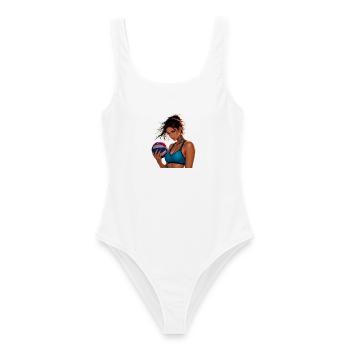 Manga Beachvolleyball-Mädchen - Frauen Badeanzug - Weiß - Vorne - AI Model Female 172 dark (172cm)