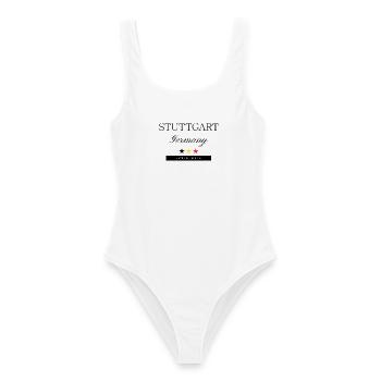 Stuttgart Deutschland Souvenir – Reise minimalist - Frauen Badeanzug - Weiß - Vorne - AI Model Female 172 dark (172cm)
