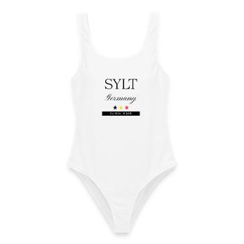 Sylt Deutschland Souvenir – Reise minimalistisch - Frauen Badeanzug - Weiß - Vorne - AI Model Female 172 dark (172cm)
