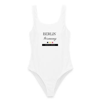 Berlin Deutschland Souvenir – Reise minimalistisch - Frauen Badeanzug - Weiß - Vorne - AI Model Female 172 dark (172cm)