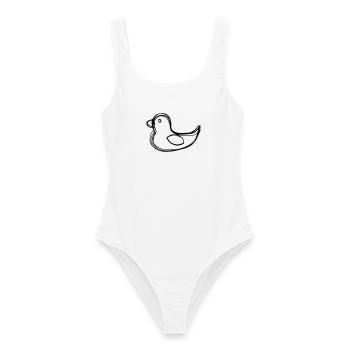 Ente handgezeichnet - Frauen Badeanzug - Weiß - Vorne - AI Model Female 172 dark (172cm)