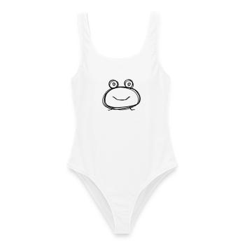 Frosch handgezeichnet - Frauen Badeanzug - Weiß - Vorne - AI Model Female 172 dark (172cm)