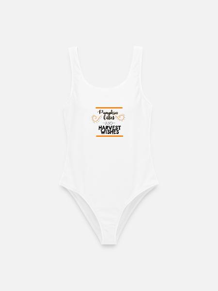 Herbstspruch zwischen orangen Balken - Frauen Badeanzug - Weiß