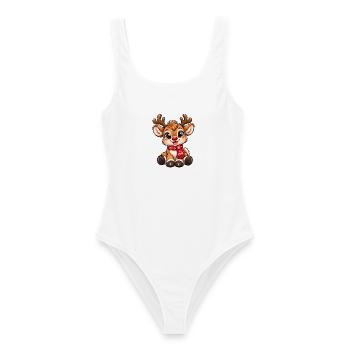 cute_reindeer - Frauen Badeanzug - Weiß - Vorne - AI Model Female 172 dark (172cm)