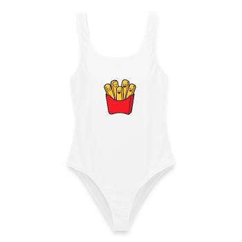 Happy Fries Cartoon-Paket - Frauen Badeanzug - Weiß - Vorne - AI Model Female 172 dark (172cm)