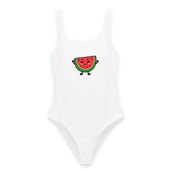 Lächelnde Wassermelonenscheibe Cheer - Frauen Badeanzug - Weiß - Vorne - AI Model Female 172 dark (172cm)