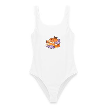 Candy Corn Stillleben – Soft Halloween - Frauen Badeanzug - Weiß - Vorne - AI Model Female 172 dark (172cm)