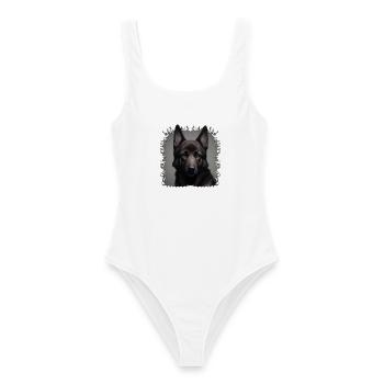 Dunkler Schäferhund  - Frauen Badeanzug - Weiß - Vorne - AI Model Female 172 dark (172cm)