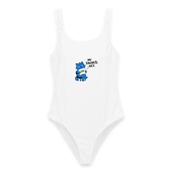 ESC MEIN LIEBLINGSSCHLÜSSEL – Chat Geek - Frauen Badeanzug - Weiß - Vorne - AI Model Female 172 dark (172cm)