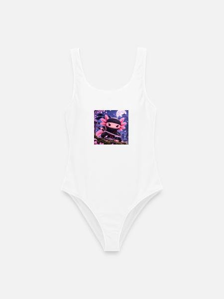 Ninja Axolotl – Kawaii kleiner Krieger - Frauen Badeanzug - Weiß