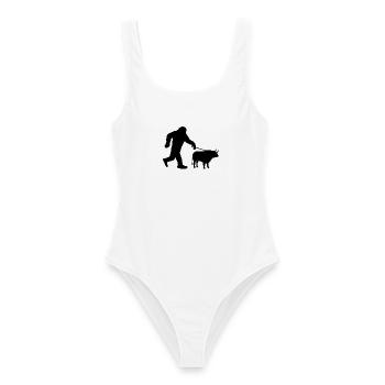 Sasquatch und Stier - Frauen Badeanzug - Weiß - Vorne - AI Model Female 172 dark (172cm)