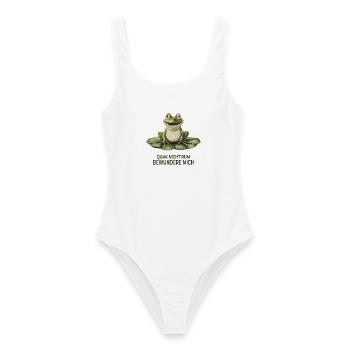 Quak nicht rum – Lustiger Frosch Spruch - Frauen Badeanzug - Weiß - Vorne - AI Model Female 172 dark (172cm)