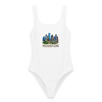 Houston Skyline Stadtlandschaft - Frauen Badeanzug - Weiß - Vorne - AI Model Female 172 dark (172cm)
