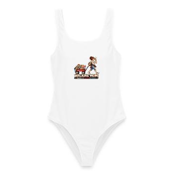 Walking Mom – Coffee & Chaos Mama Humor - Frauen Badeanzug - Weiß - Vorne - AI Model Female 172 dark (172cm)