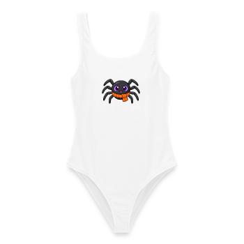 Niedliche Halloween-Spinne mit orangefarbenem Schal - Frauen Badeanzug - Weiß - Vorne - AI Model Female 172 dark (172cm)
