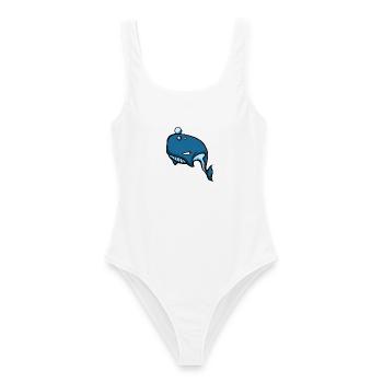 Coole Blue Whale Cartoon-Grafik - Frauen Badeanzug - Weiß - Vorne - AI Model Female 172 dark (172cm)