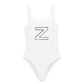 Buchstabe Z handgezeichnet - Frauen Badeanzug - Weiß - Vorne - AI Model Female 172 dark (172cm)