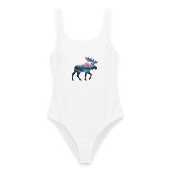 Abendmoose Panorama - Frauen Badeanzug - Weiß - Vorne - AI Model Female 172 dark (172cm)