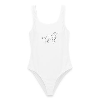 Labrador Retriever Lineart Minimalistisches Design - Frauen Badeanzug - Weiß - Vorne - AI Model Female 172 dark (172cm)