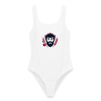 Seebaer Pfeife Wappen Logo - Frauen Badeanzug - Weiß - Vorne - AI Model Female 172 dark (172cm)