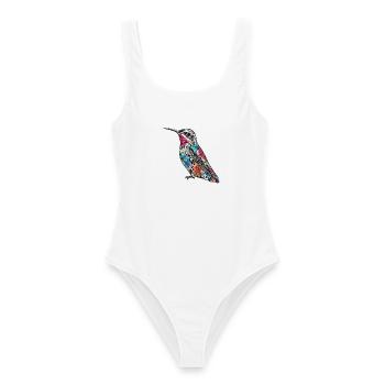 Kolibri Floral Tattoo-Stil - Frauen Badeanzug - Weiß - Vorne - AI Model Female 172 dark (172cm)