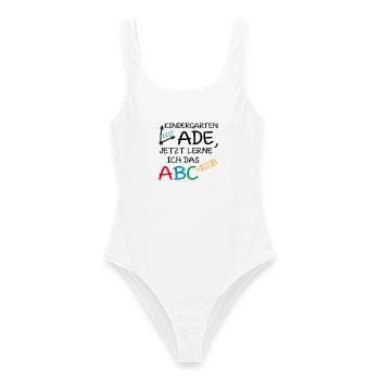 Kindergartenzeit ade, jetzt lerne ich das ABC - Frauen Badeanzug - Weiß - Vorne - AI Model Female 172 dark (172cm)