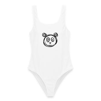 Panda handgezeichnet - Frauen Badeanzug - Weiß - Vorne - AI Model Female 172 dark (172cm)