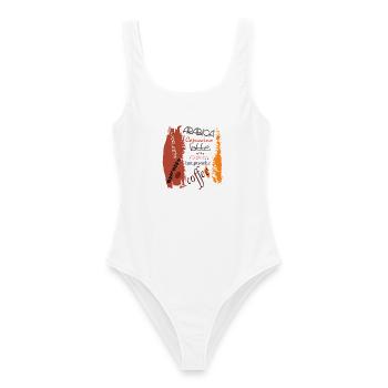 Kaffee  - Frauen Badeanzug - Weiß - Vorne - AI Model Female 172 dark (172cm)