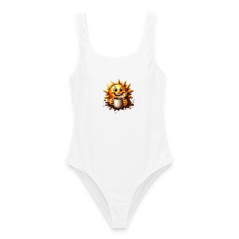 Sonnenkaffee  - Frauen Badeanzug - Weiß - Vorne - AI Model Female 172 dark (172cm)