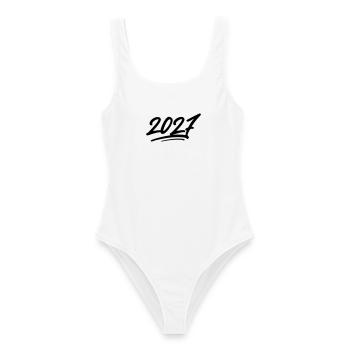 2027 Jahr - Frauen Badeanzug - Weiß - Vorne - AI Model Female 172 dark (172cm)