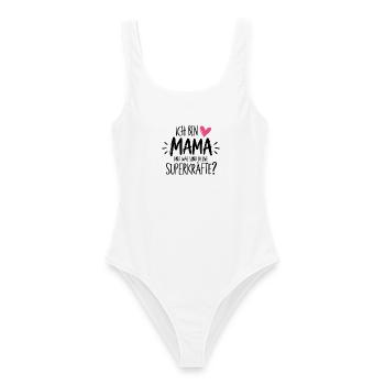 Ich bin Mama und was sind deine Superkräfte? - Frauen Badeanzug - Weiß - Vorne - AI Model Female 172 dark (172cm)