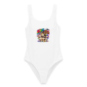 Bunt statt braun - Chihuahua Gang - Regenbogen - Frauen Badeanzug - Weiß - Vorne - AI Model Female 172 dark (172cm)