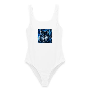 Azure Wolf Porträt-Splash - Frauen Badeanzug - Weiß - Vorne - AI Model Female 172 dark (172cm)