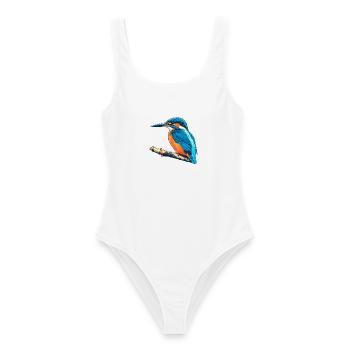 Eisvogel Retro - Frauen Badeanzug - Weiß - Vorne - AI Model Female 172 dark (172cm)
