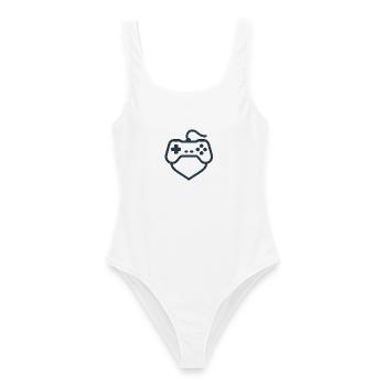 Retro Controller Silhouette – Clean Gamer-Shirt - Frauen Badeanzug - Weiß - Vorne - AI Model Female 172 dark (172cm)