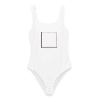 Pinker Quadrat Rahmen Grafik - Frauen Badeanzug - Weiß - Vorne - AI Model Female 172 dark (172cm)