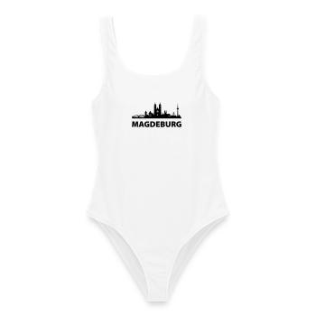Magdeburg Skyline - Frauen Badeanzug - Weiß - Vorne - AI Model Female 172 dark (172cm)