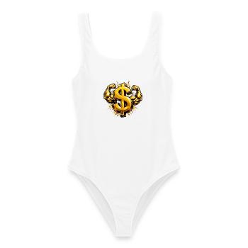 Golden Dollar Muscle Hustle Motivation - Frauen Badeanzug - Weiß - Vorne - AI Model Female 172 dark (172cm)