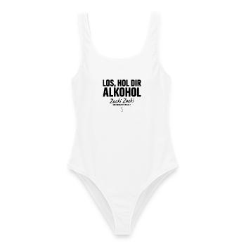 Saufen Alkohol Party Lustiger Spruch - Frauen Badeanzug - Weiß - Vorne - AI Model Female 172 dark (172cm)