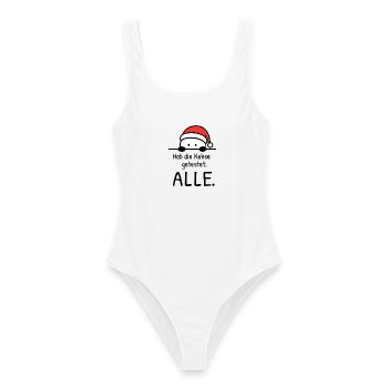 Hab die Kekse getestet. ALLE. | Weihnachtshumor - Frauen Badeanzug - Weiß - Vorne - AI Model Female 172 dark (172cm)