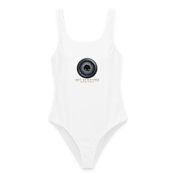 Shy by Nature – Lustige Fotografie Katzendesign - Frauen Badeanzug - Weiß - Vorne - AI Model Female 172 dark (172cm)