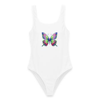 Schmetterling - Frauen Badeanzug - Weiß - Vorne - AI Model Female 172 dark (172cm)