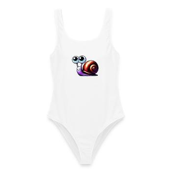 Schnecke - Frauen Badeanzug - Weiß - Vorne - AI Model Female 172 dark (172cm)
