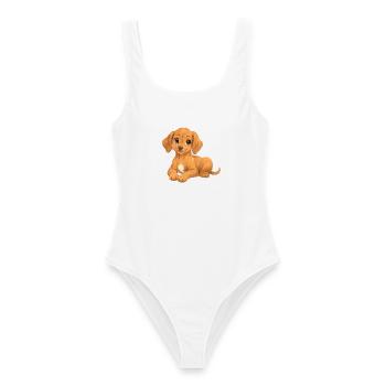 Rhodesian Ridgeback – süßer liegender Hundewelpe - Frauen Badeanzug - Weiß - Vorne - AI Model Female 172 dark (172cm)