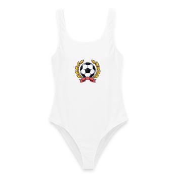 Fußball mit goldenem Lorbeerkranz - Frauen Badeanzug - Weiß - Vorne - AI Model Female 172 dark (172cm)