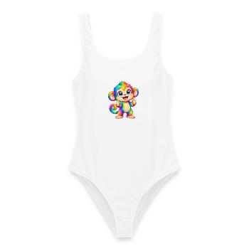 Kawaii Mehrfarbiger Regenbogenaffe - Frauen Badeanzug - Weiß - Vorne - AI Model Female 172 dark (172cm)