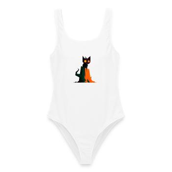 Spooky Geometry Cat - Frauen Badeanzug - Weiß - Vorne - AI Model Female 172 dark (172cm)