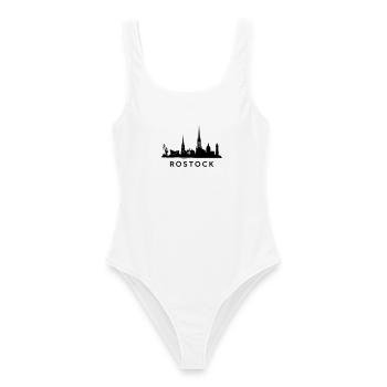 Rostock Skyline - Frauen Badeanzug - Weiß - Vorne - AI Model Female 172 dark (172cm)